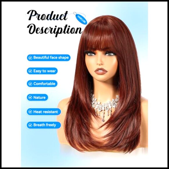 Layered Synthetic Wig with Bangs Heat Resistant Natural Look Daily Wear main image 6